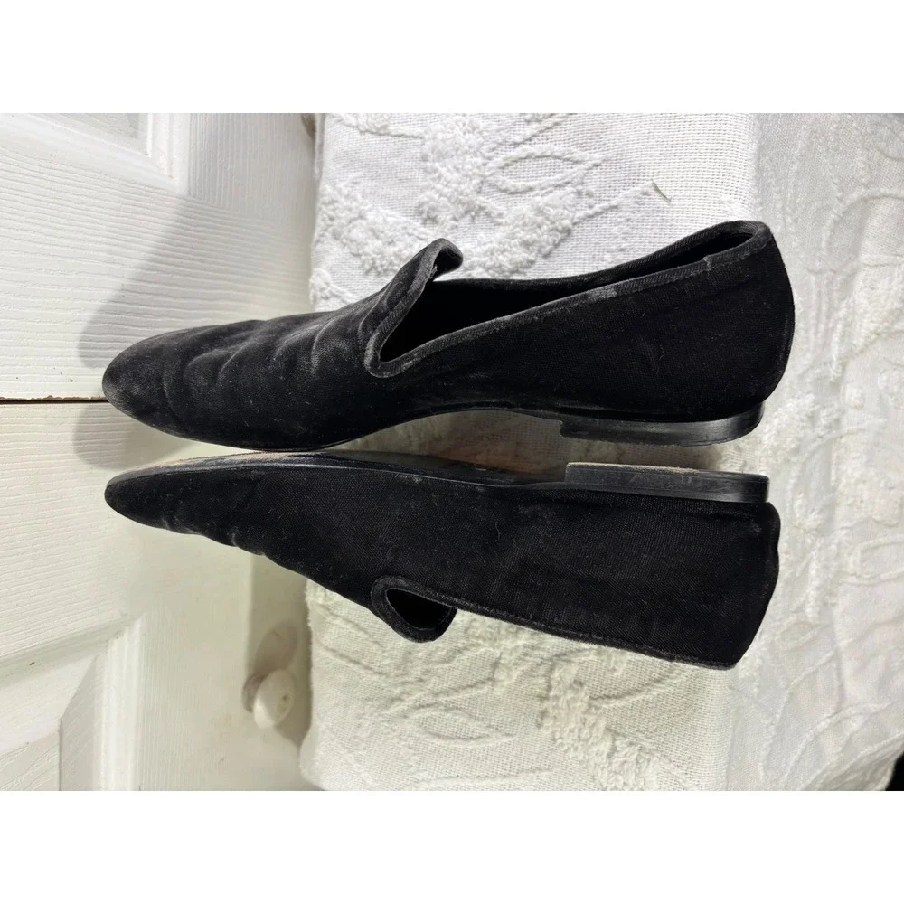 Vince Black Velvet Loafers Slip On Shoes Minimalist Comfort Casual 7‎
